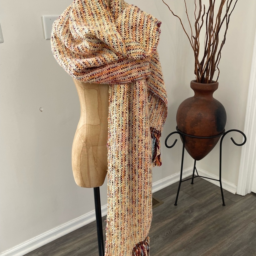 Anthropology Style Woven Boho Multi-Color Oversized 110” x 18” Scarf Wrap